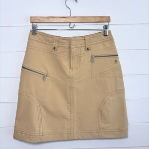 Athleta Women's Khaki Utility Nylon Blend Pocket Front Zip Skirt Size 4